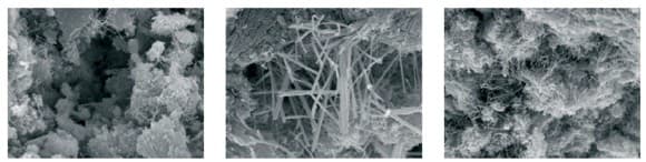 Insoluble crystals forming inside concrete pores after X-Pruf CrystalMix activation